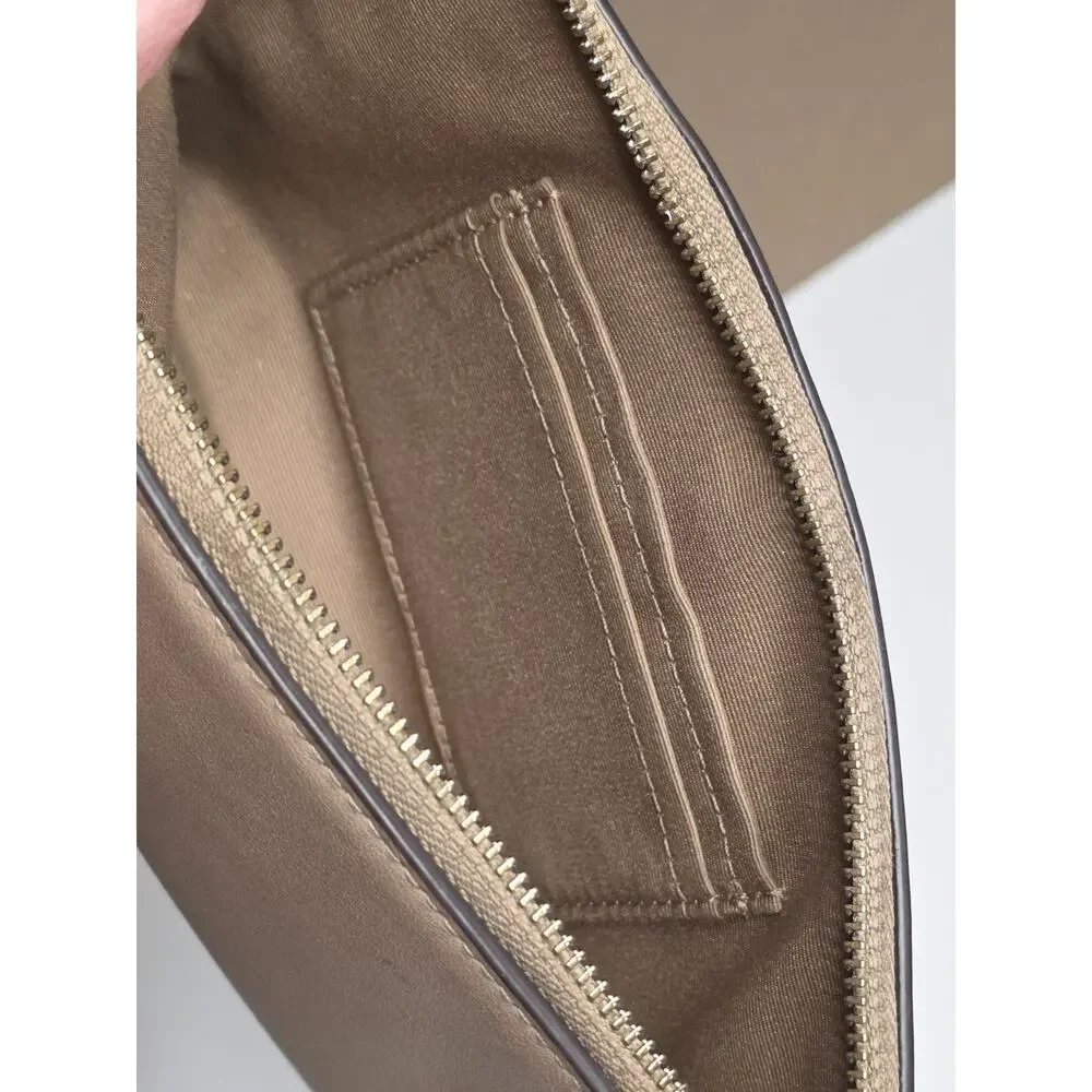 Coach CR392 Large Corner Zip Wristlet Taupe Smooth Leather *